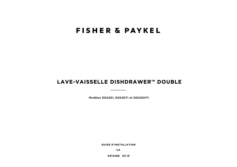 Page 1 de la notice Guide d'installation Fisher & Paykel DD24DI9_N