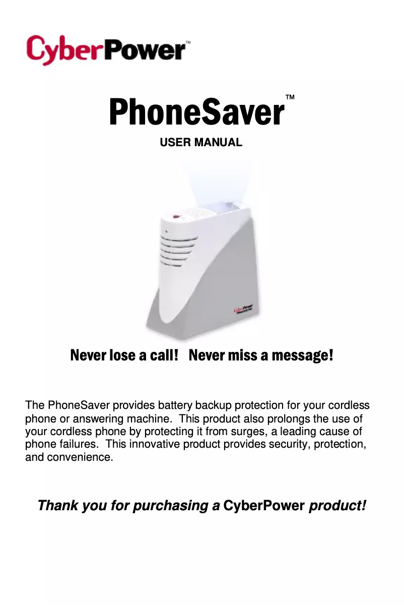 Page n°1 - Manuel utilisateur CyberPower CPS180PHN