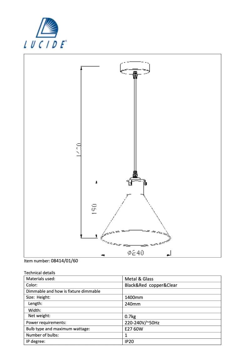 Page 1 de la notice Manuel utilisateur Trio Lighting Vitri