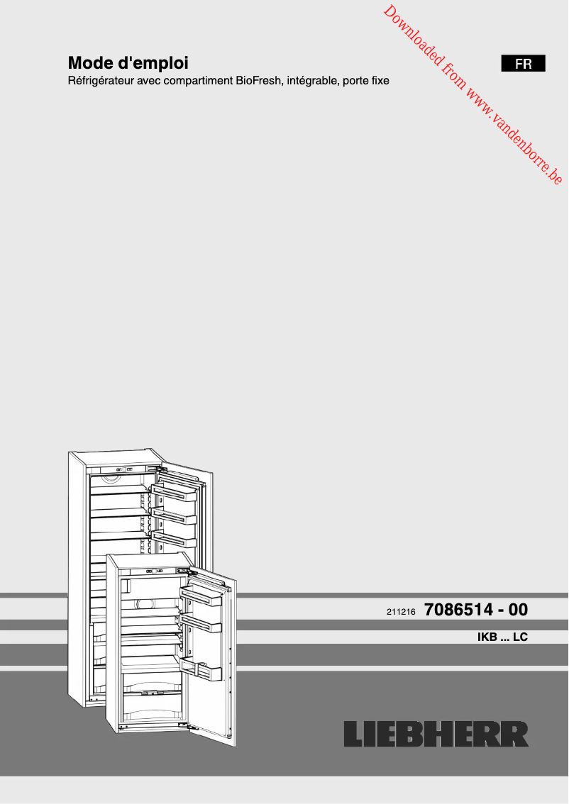 Page 1 de la notice Manuel utilisateur Liebherr IKB 2320 Comfort BioFresh