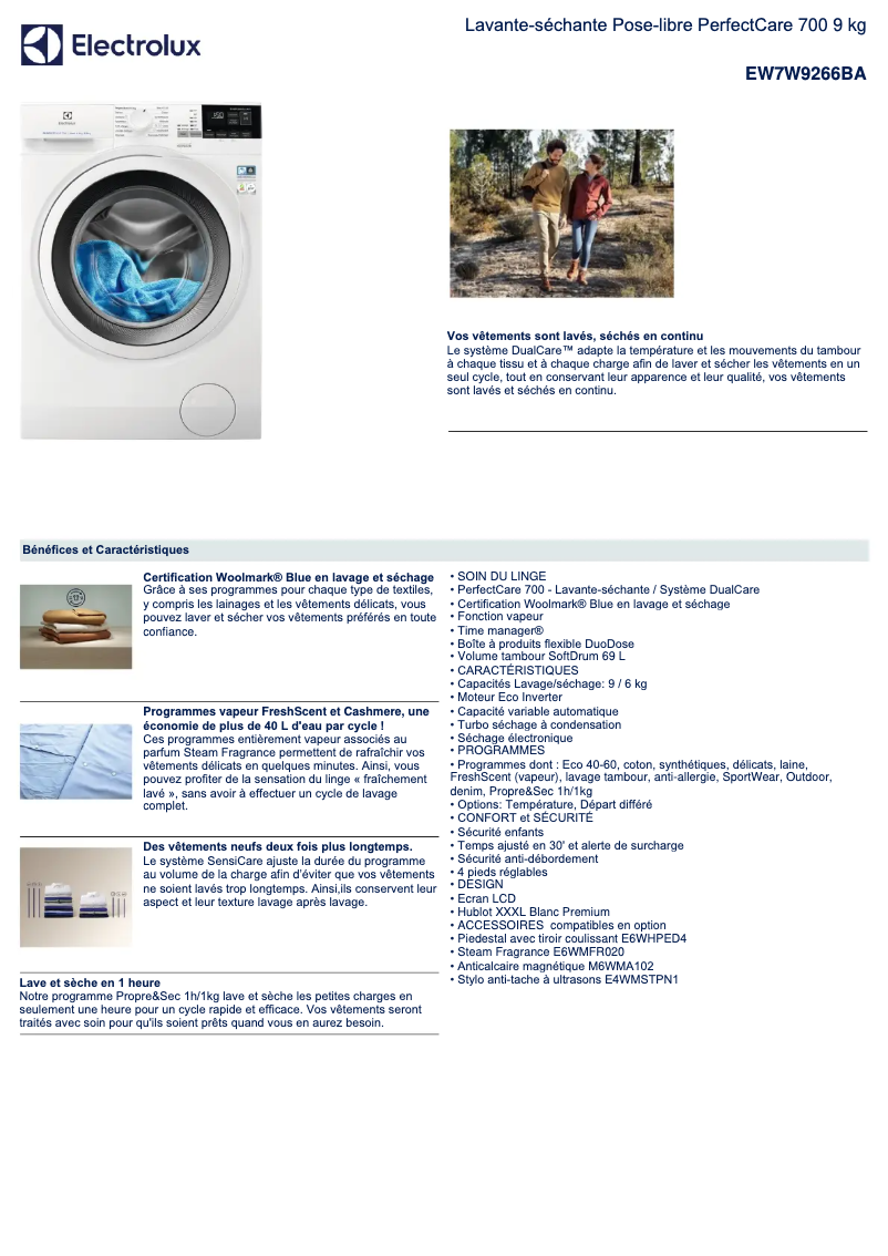 Image de la première page du manuel de l'appareil EW7W9266BA