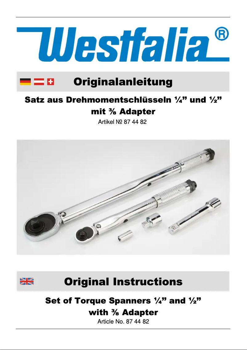 Page 1 de la notice Manuel utilisateur Westfalia 874482