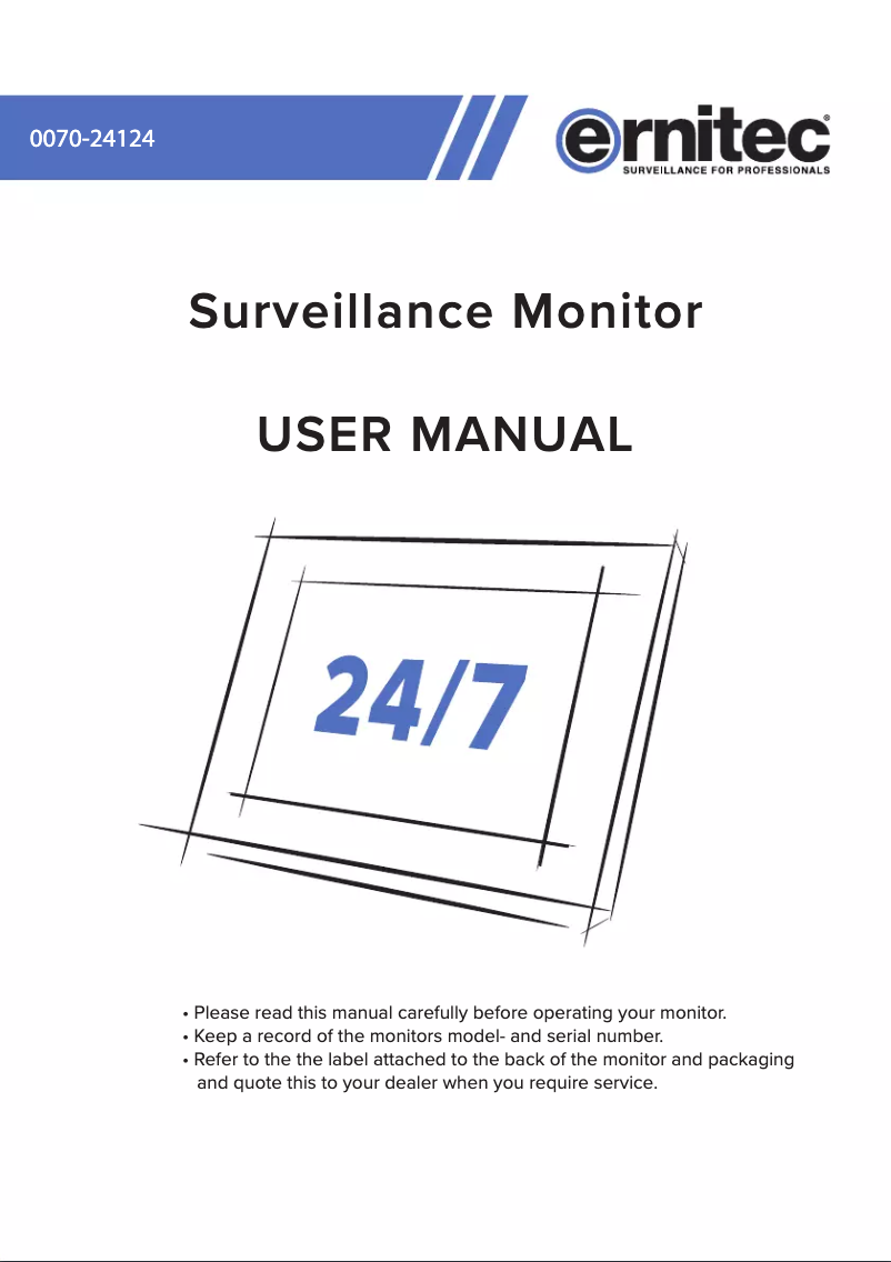 Page n°1 - Manuel utilisateur Ernitec 0070-24224