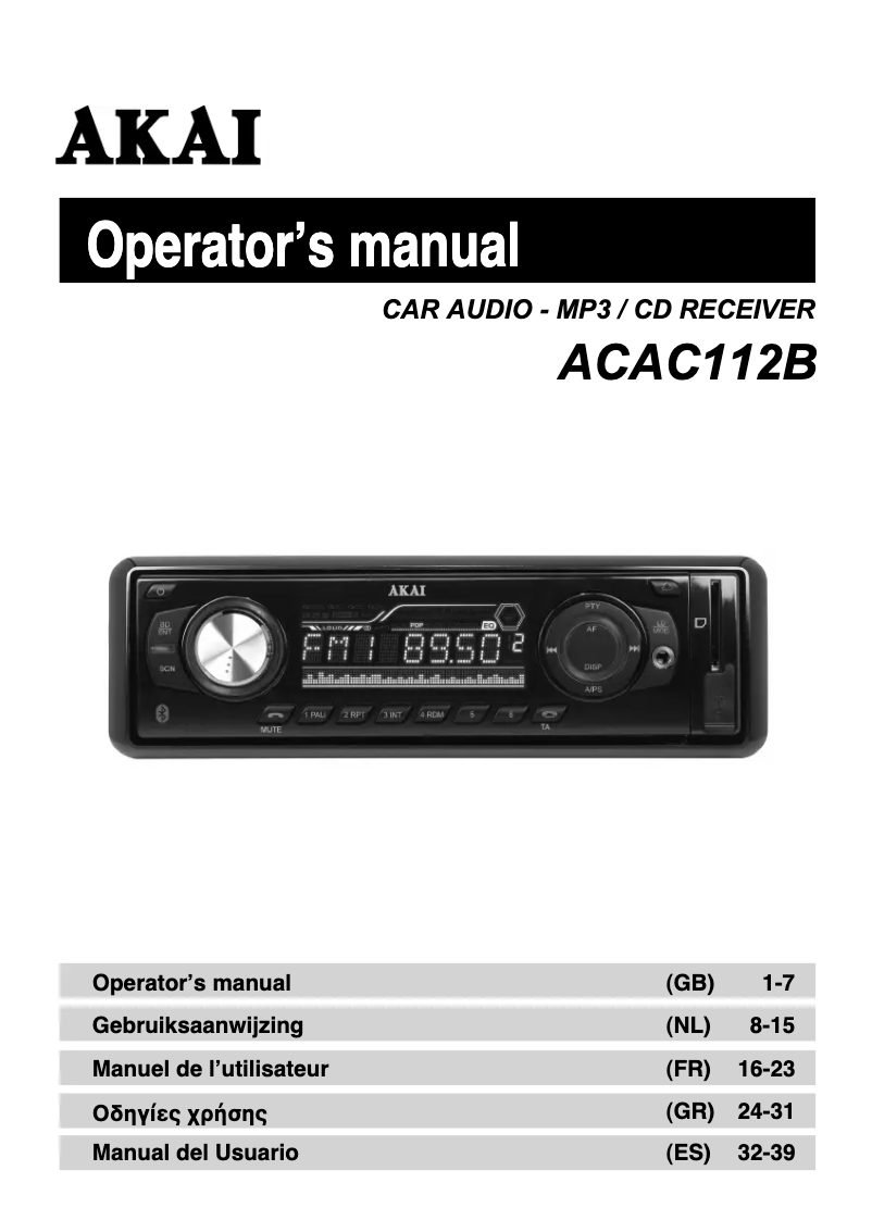 Image de la première page du manuel de l'appareil ACAC112B