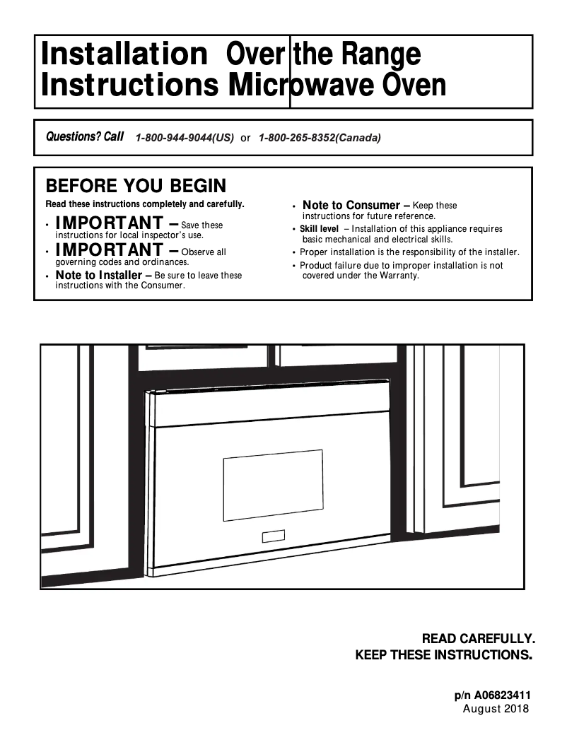 Page n°1 - Guide d'installation Frigidaire UMV1422UW