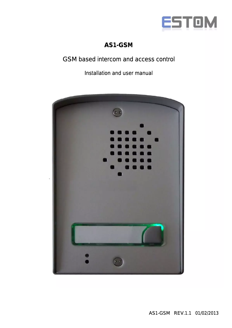 Page 1 de la notice Manuel utilisateur Estom AS1-GSM