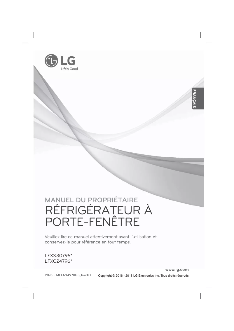 Page 1 de la notice Manuel utilisateur LG LFXC24796D