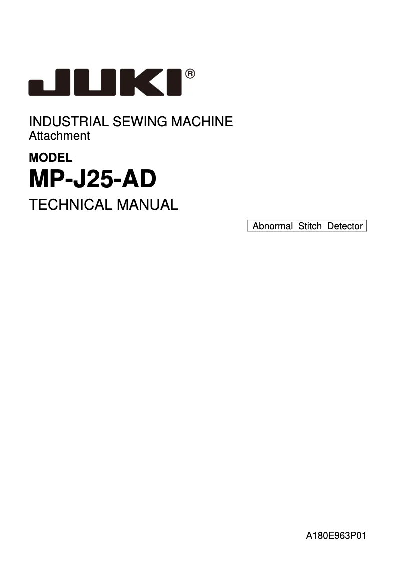 Image de la première page du manuel de l'appareil MP-J25-AD