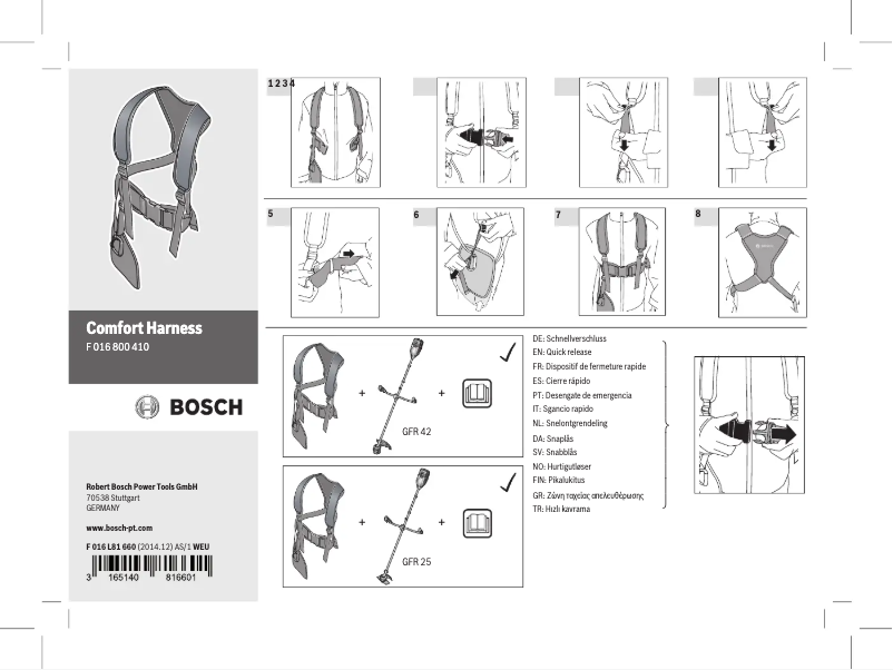 Image de la première page du manuel de l'appareil Comfort Harness