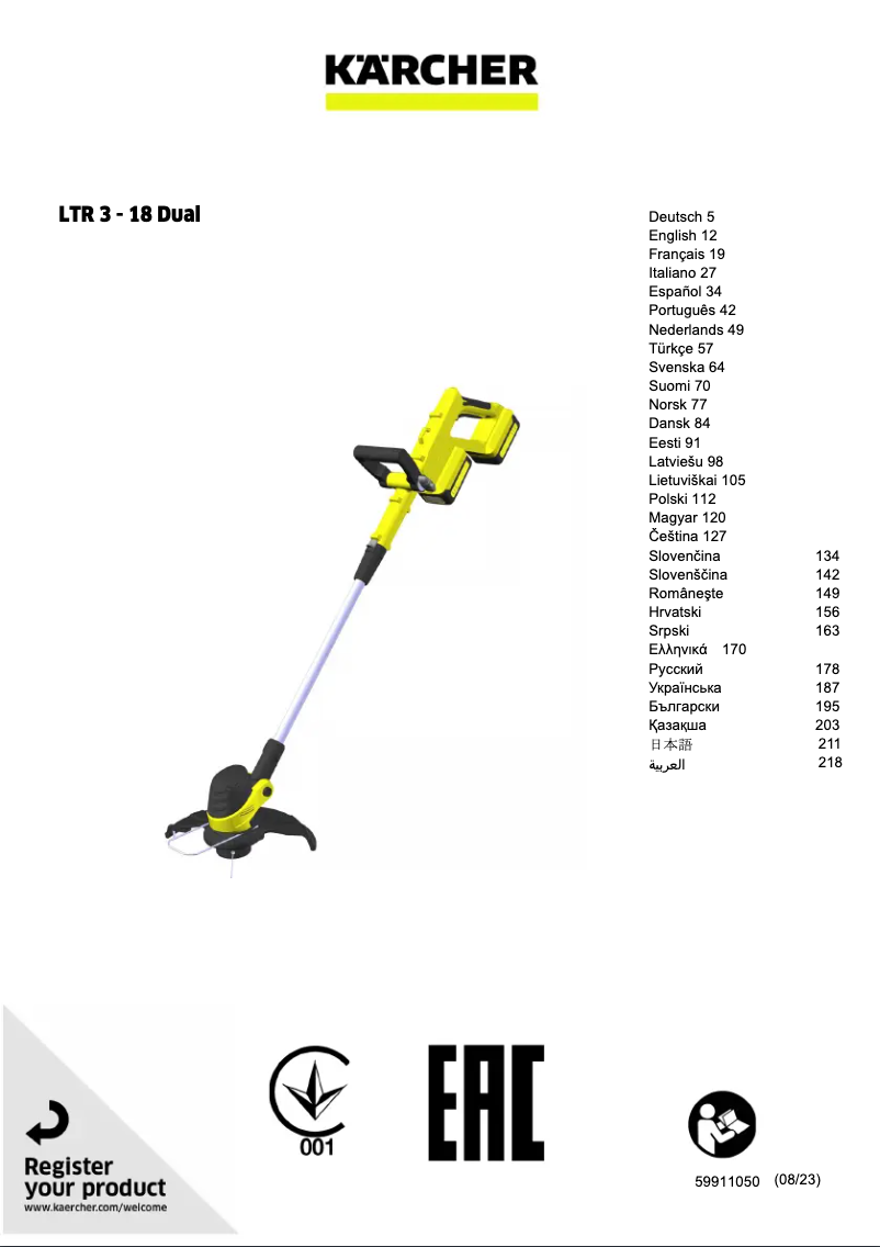 Page 1 de la notice Manuel utilisateur Kärcher LTR 3-18 Dual