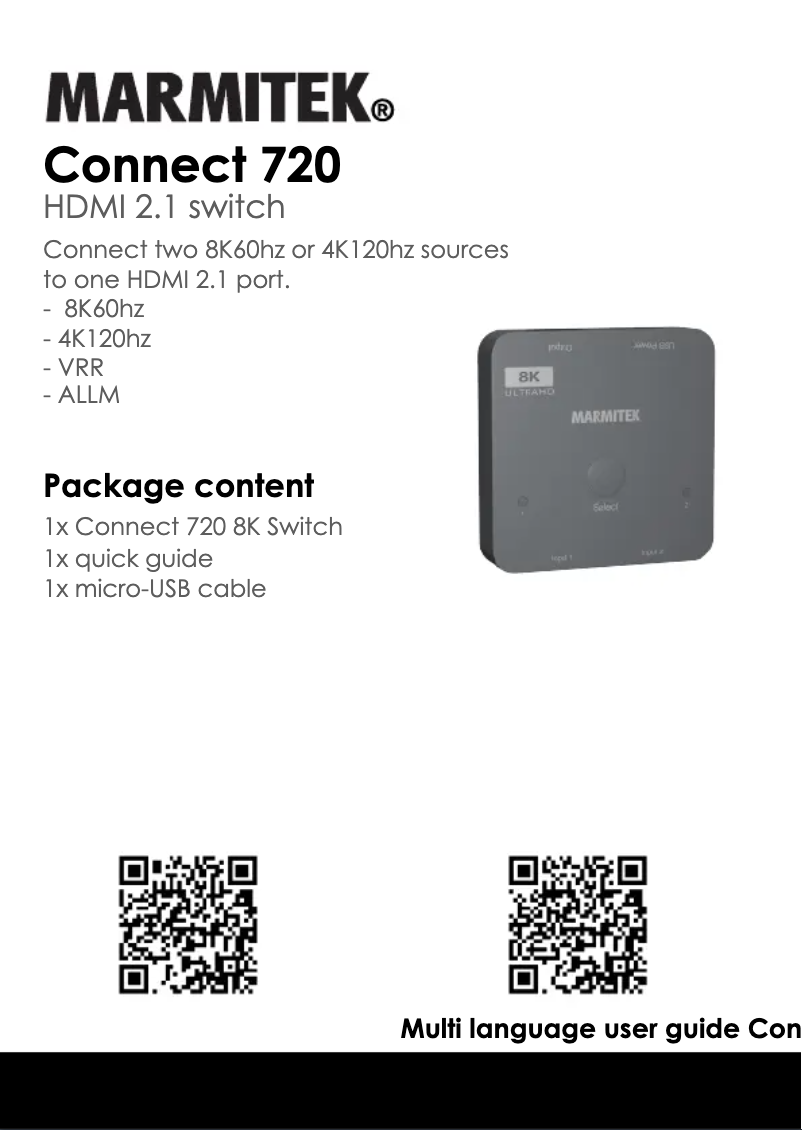 Page 1 de la notice Fiche technique Marmitek Connect 720