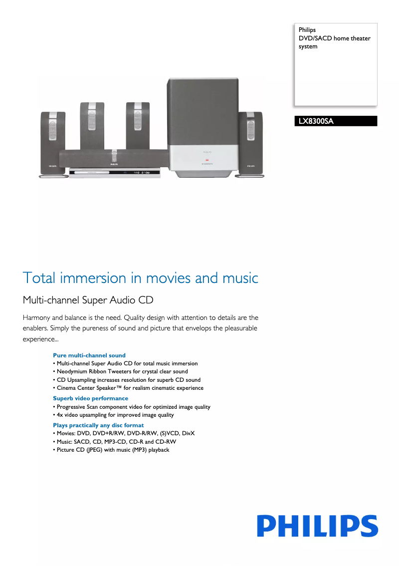 Page n°1 - Fiche technique Philips LX8300SA