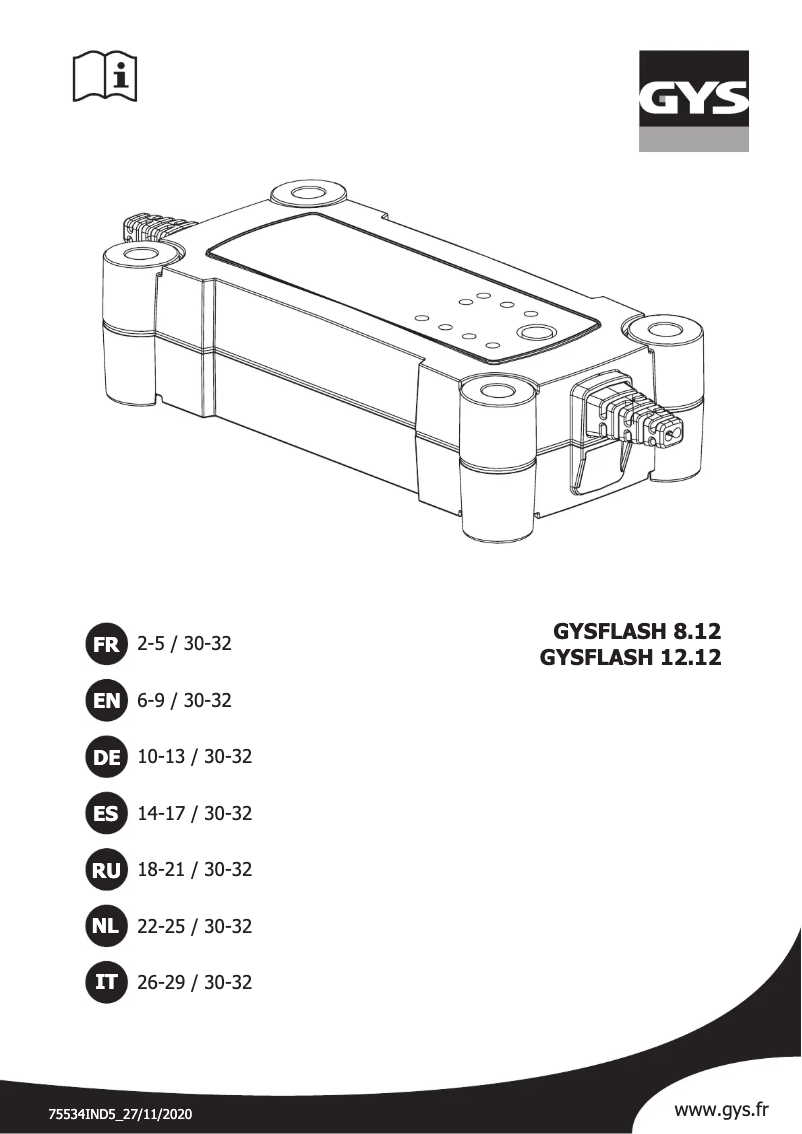 Page 1 de la notice Manuel utilisateur GYS Gysflash 8.12