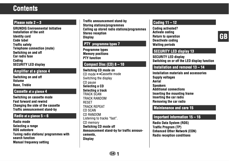 Image de la première page du manuel de l'appareil WKC 1705 RDS