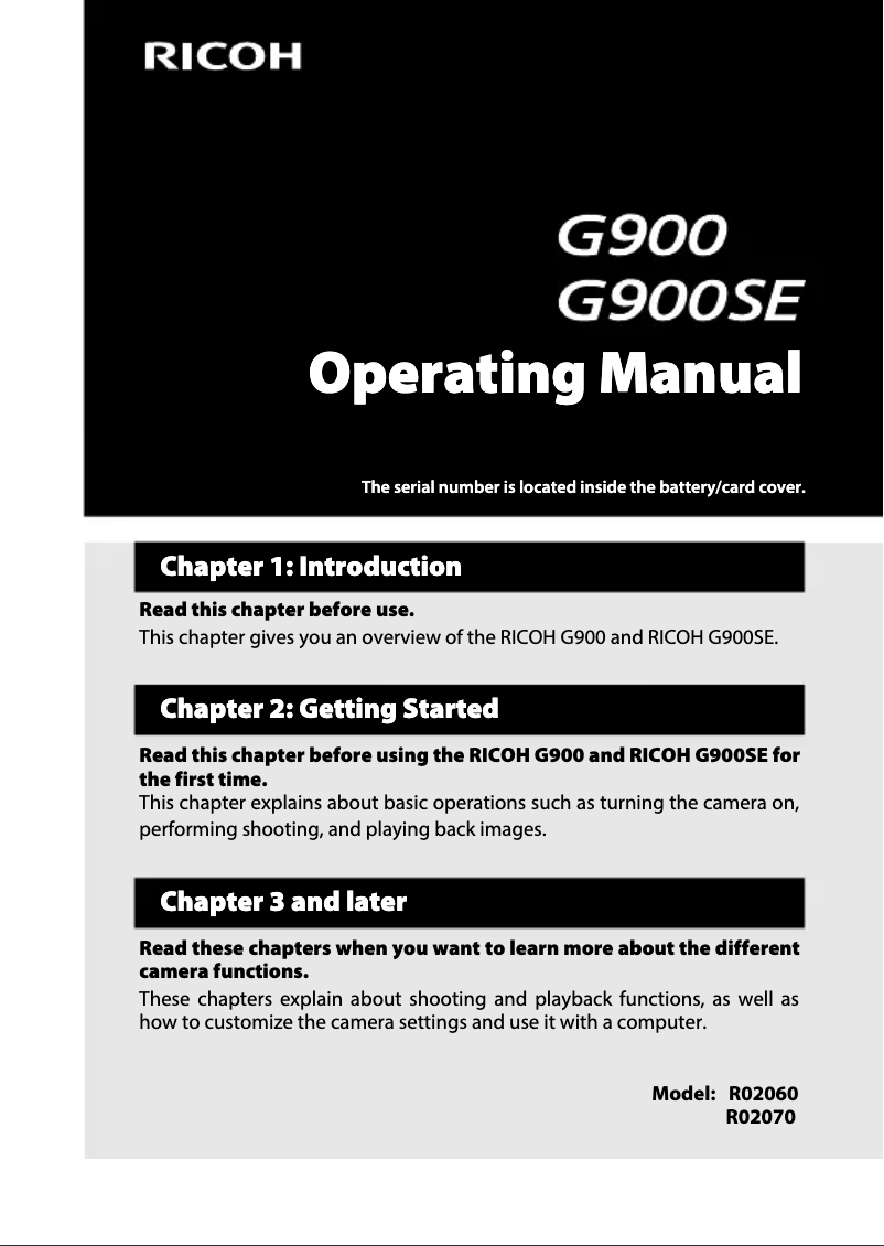 Image de la première page du manuel de l'appareil G900SE