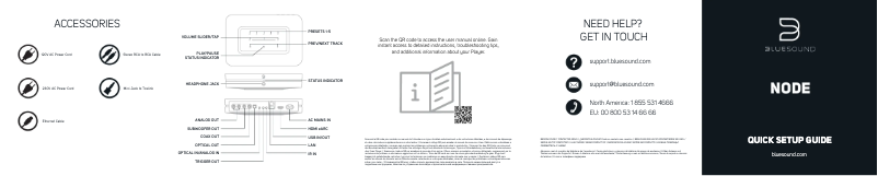 Page 1 de la notice Guide de démarrage rapide Bluesound Node