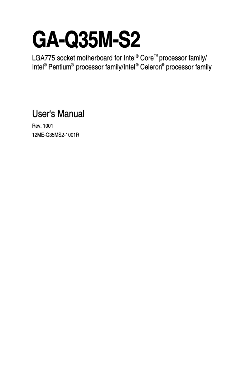 Image de la première page du manuel de l'appareil GA-Q35M-S2