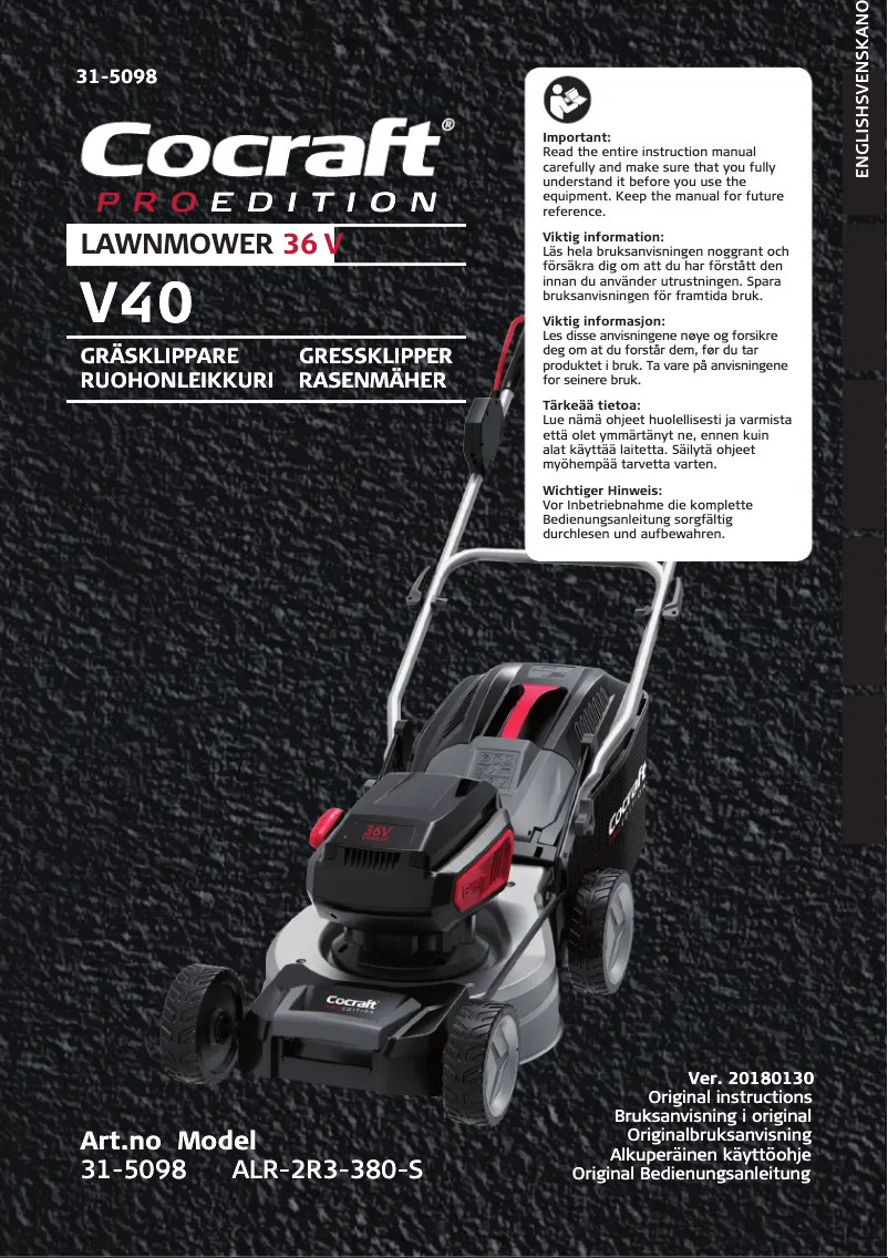 First page image of the manual for PRO Edition V40