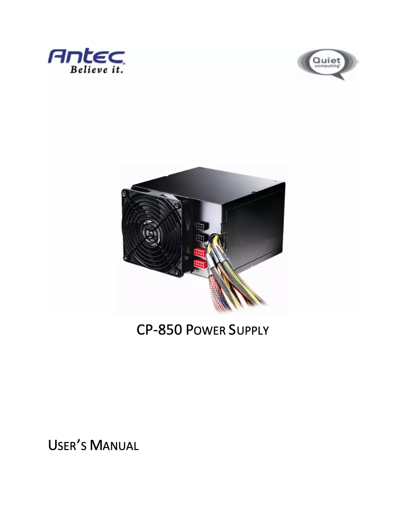 Page 1 de la notice Manuel utilisateur Antec CP-850