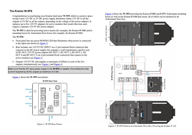 Page n°1 - Manuel utilisateur Kramer W-5PS