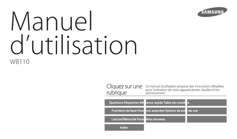 Page 1 de la notice Manuel utilisateur Samsung WB110
