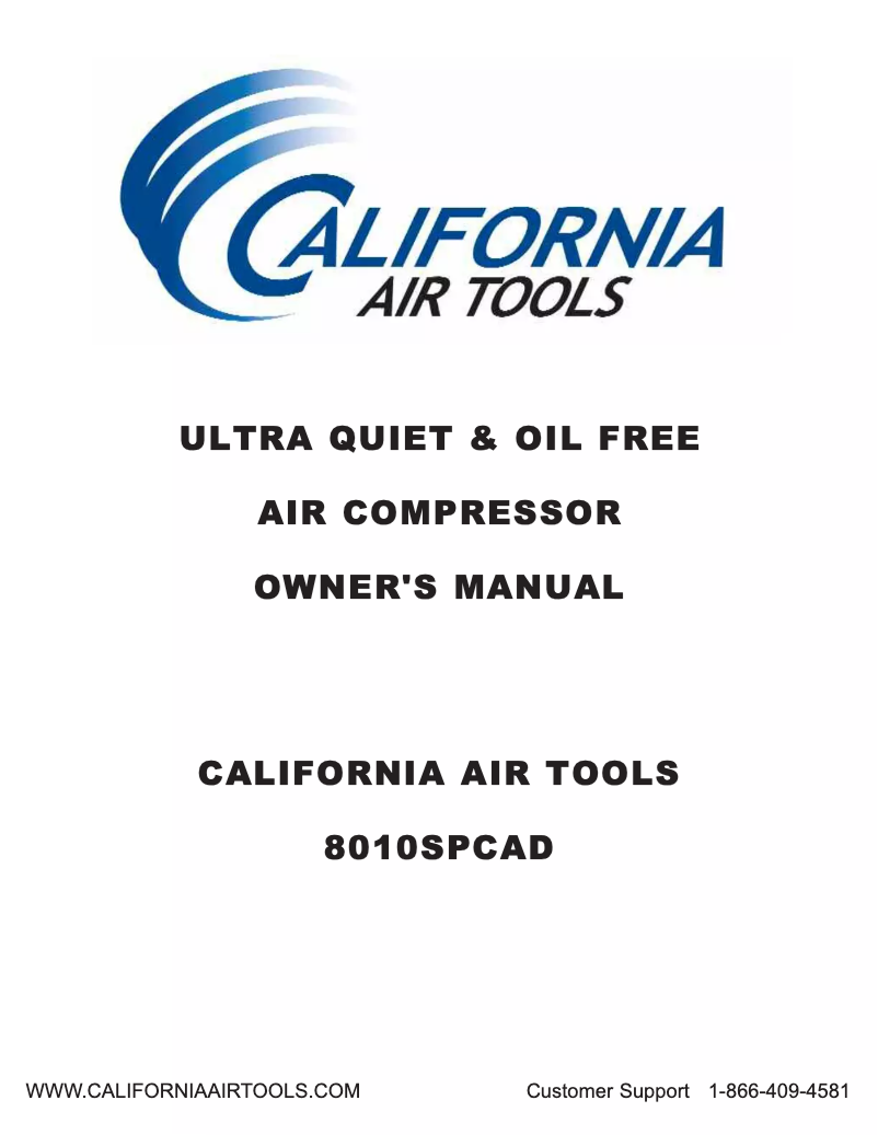 Page 1 de la notice Manuel utilisateur California Air Tools 8010SPCAD