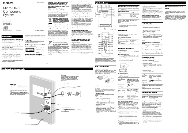 Image de la première page du manuel de l'appareil CMT-EH15