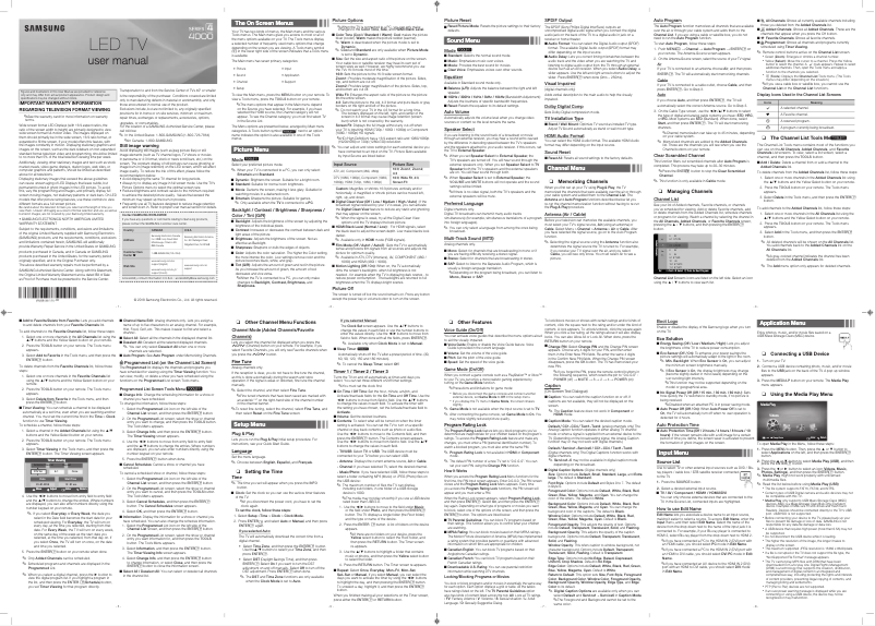 Imagen de la primera página del manual del dispositivo UN32J4000EF