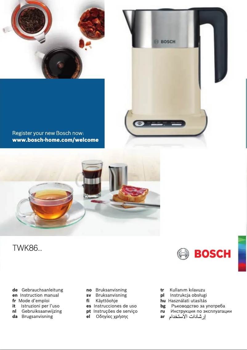 Page 1 de la notice Manuel utilisateur Bosch TWK8613