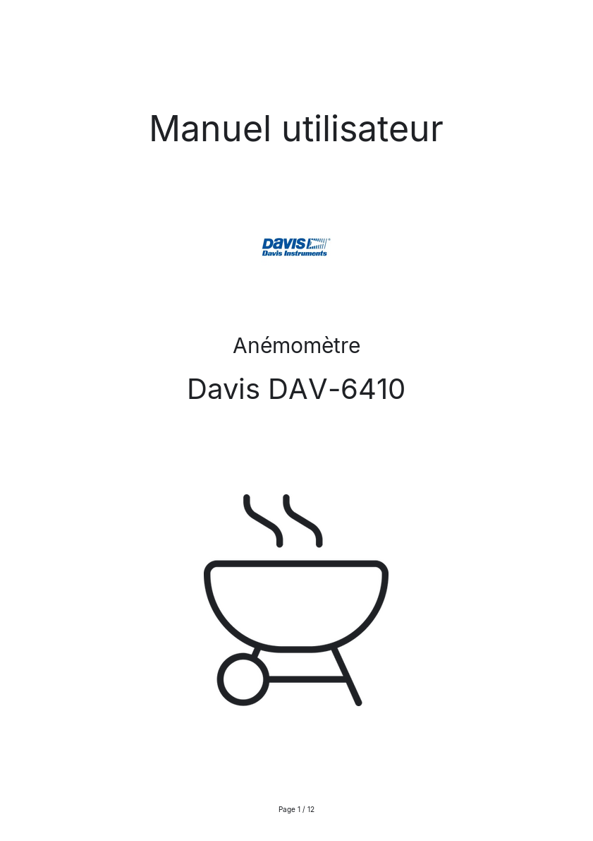 Page n°1 - Manuel utilisateur Davis DAV-6410