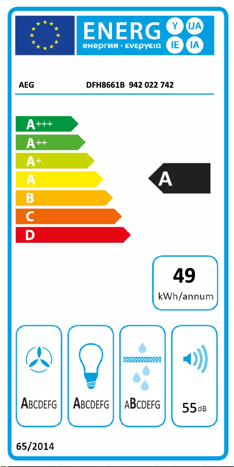 Página 1 del manual Etiqueta energética AEG DFH8661B