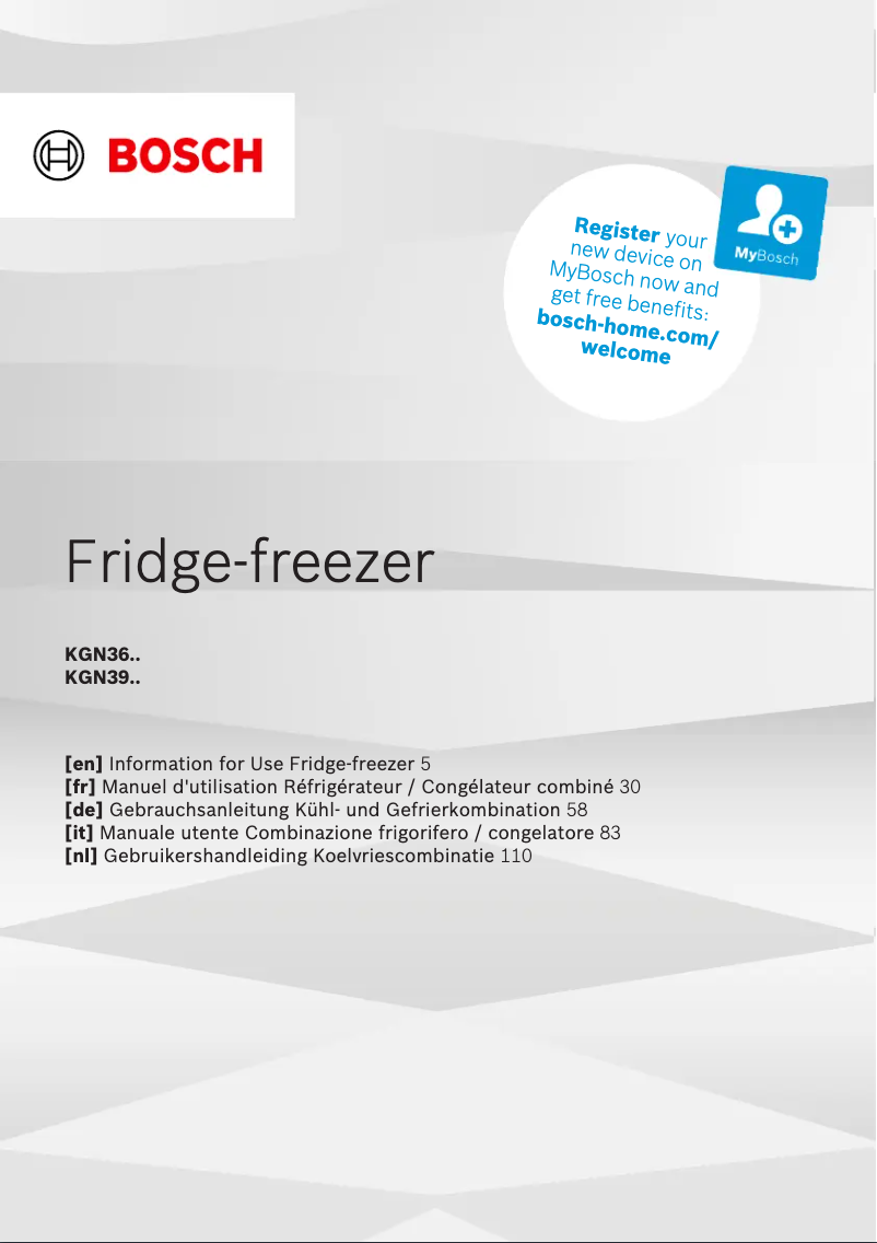 Page n°1 - Manuel utilisateur Bosch KGN36VLED