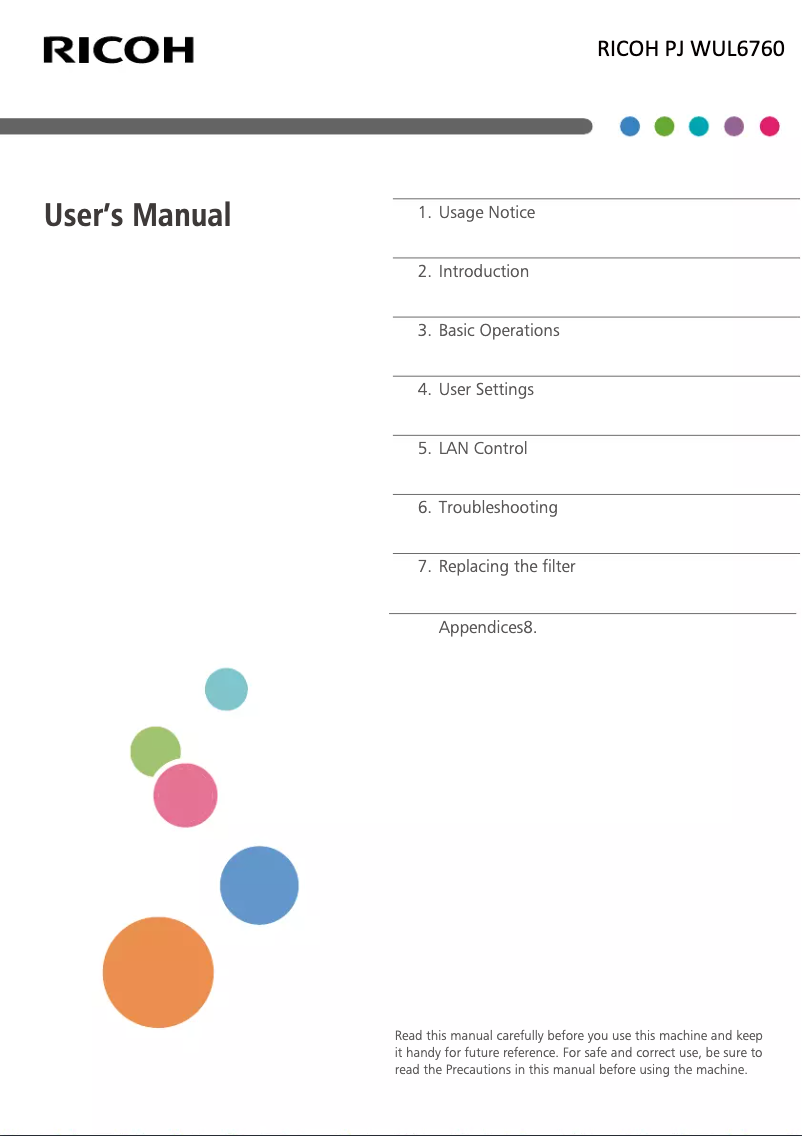 Image de la première page du manuel de l'appareil PJ WUL6760
