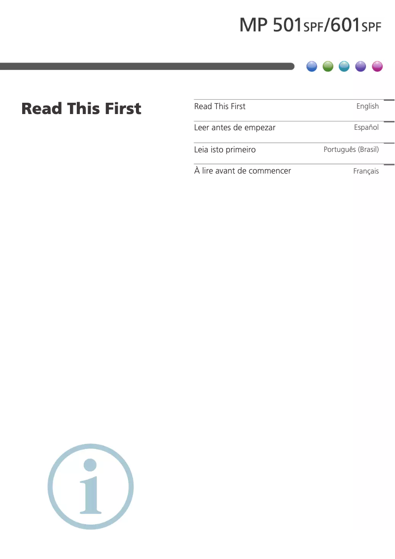 Image de la première page du manuel de l'appareil MP 501SPF