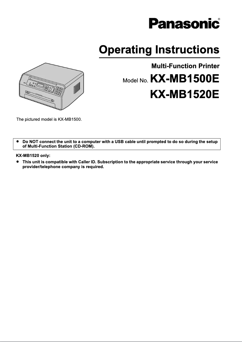 Page 1 de la notice Manuel utilisateur Panasonic KX-MB1500E