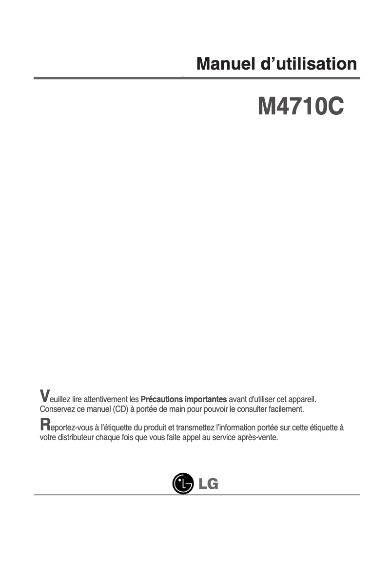 Image de la première page du manuel de l'appareil Flatron M4710C