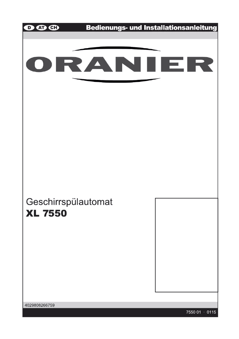 Page 1 de la notice Manuel utilisateur Oranier XL 7550