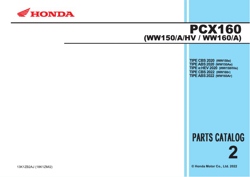 Página 1 del manual Catálogo Honda PCX160 (2021)