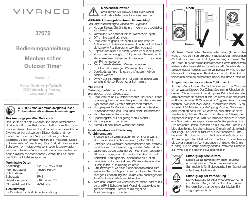 Image de la première page du manuel de l'appareil T24 IP44