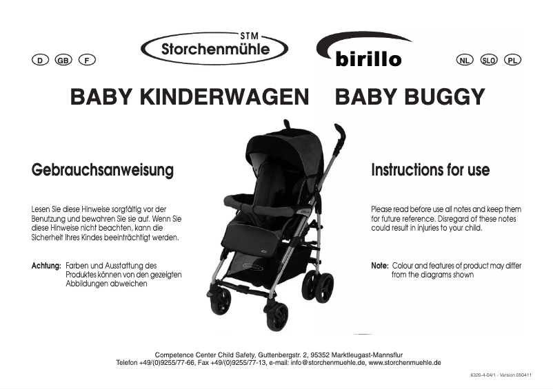 Page 1 de la notice Manuel utilisateur Storchenmuhle Birillo buggy