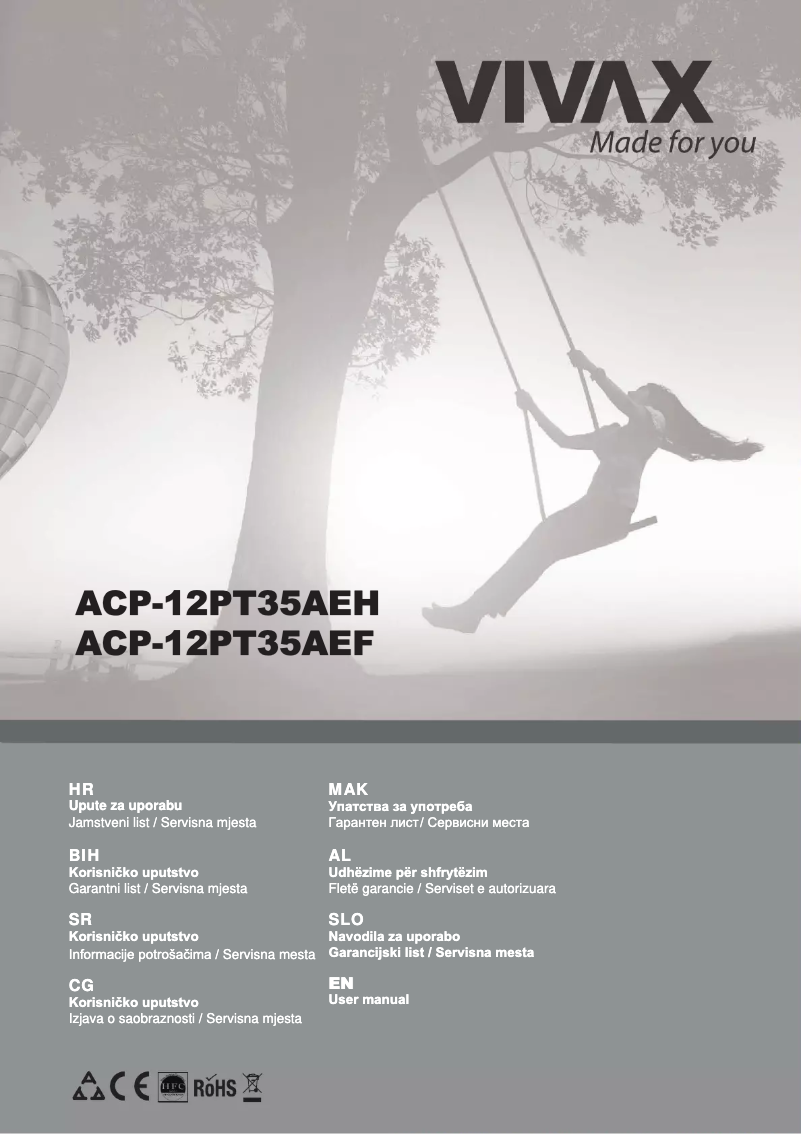 Page 1 de la notice Manuel utilisateur Vivax ACP-12PT35AEHs R290