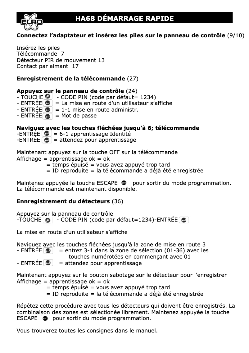 Image de la première page du manuel de l'appareil HA68S