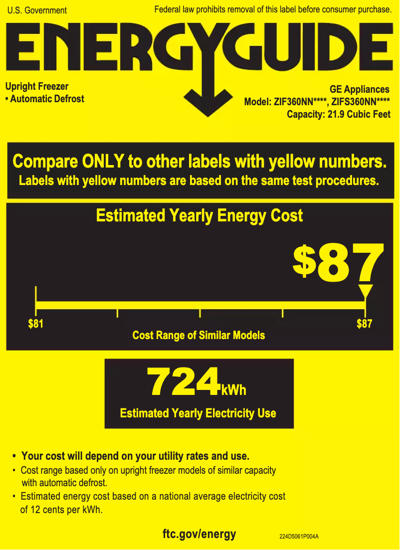 Page 1 de la notice Label énergétique Monogram ZIF360NNRH