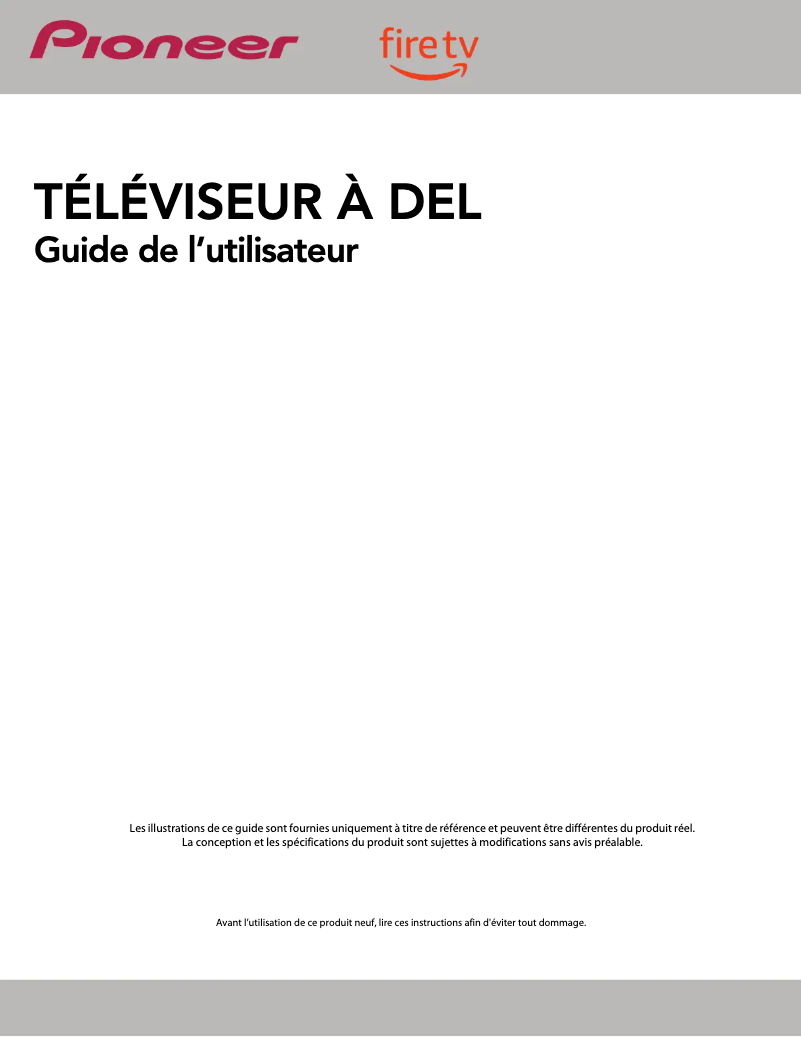 Page 1 de la notice Manuel utilisateur Pioneer PN50951-22C