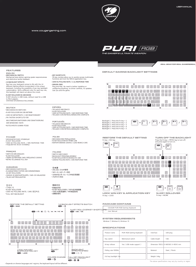 Page n°1 - Manuel utilisateur Compucase Puri RGB