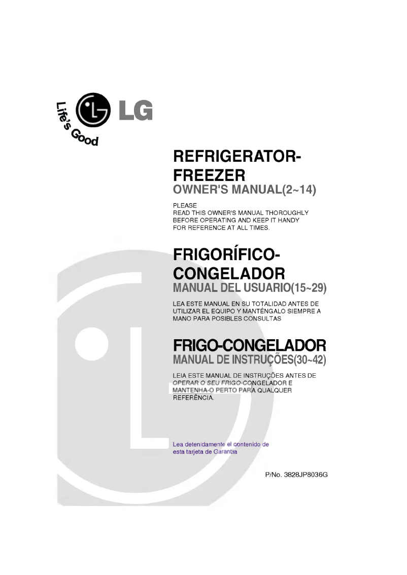Page 1 de la notice Manuel utilisateur LG GN-372ST