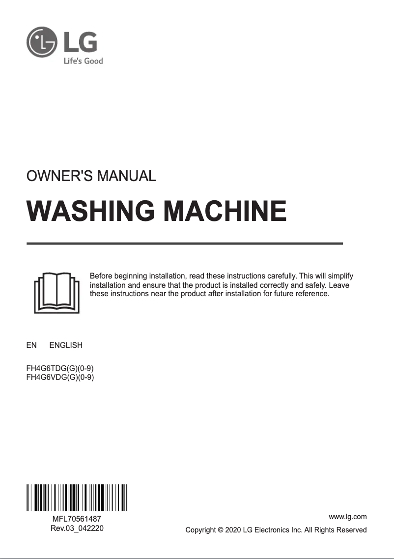 Page 1 de la notice Manuel utilisateur LG FH4G6TDG2