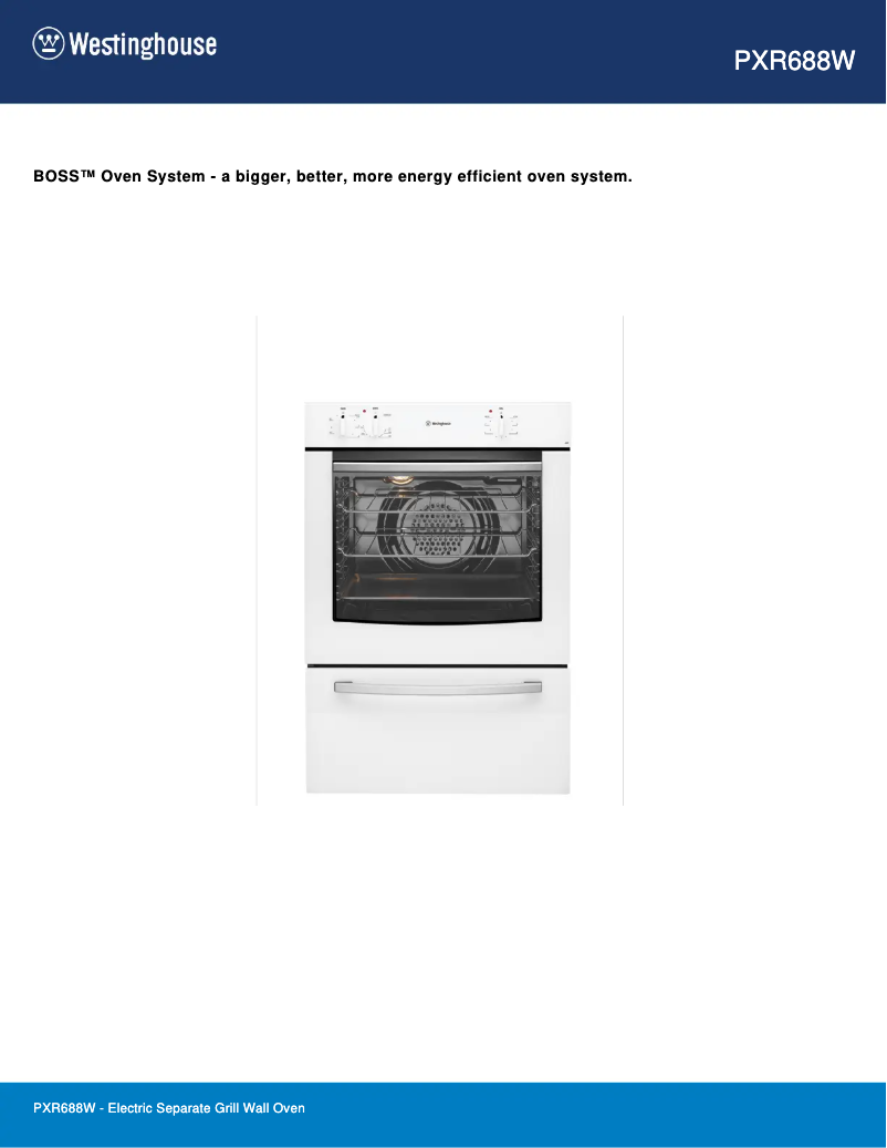 Page 1 de la notice Fiche technique Westinghouse PXR688W