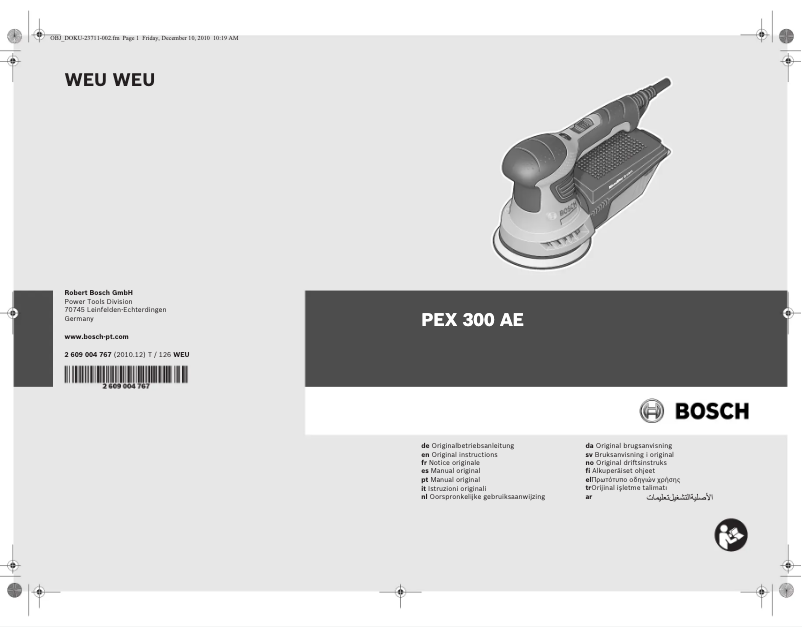Page n°1 - Manuel utilisateur Bosch PEX 300 AE
