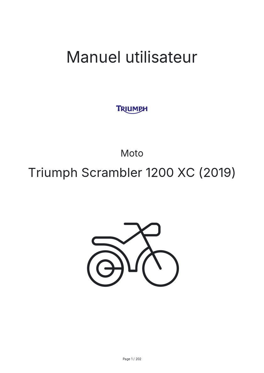 Page 1 de la notice Manuel utilisateur Triumph Scrambler 1200 XC (2019)